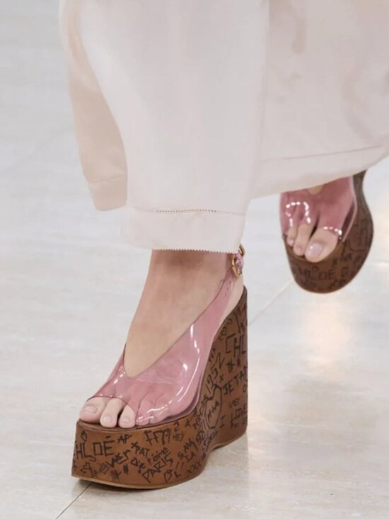 Chloe Shoes - Chloe Maxime Platform Wedge Sandal PVC Clear Pink NWT $1090